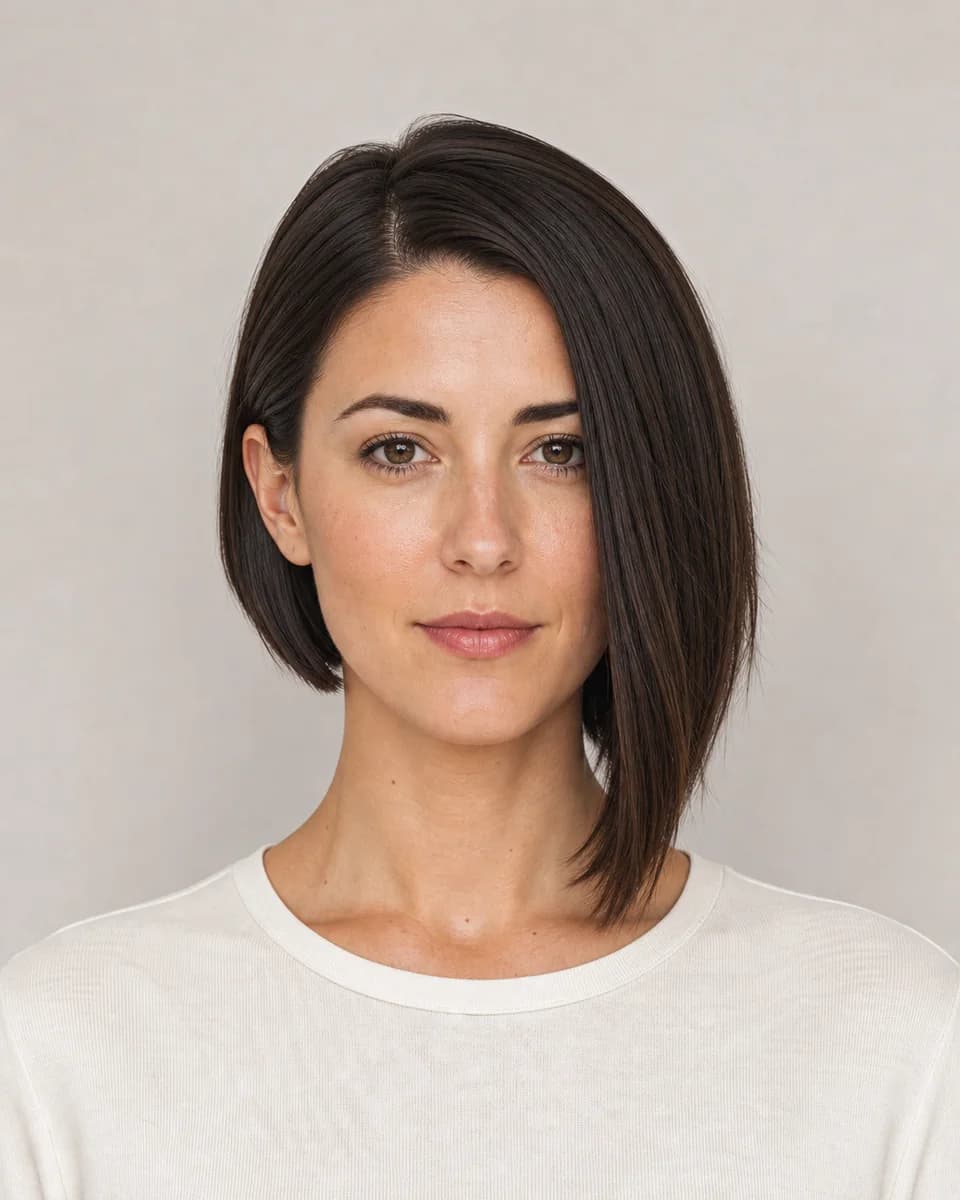 Asymmetrical bob — synthetic hairstyle study portrait