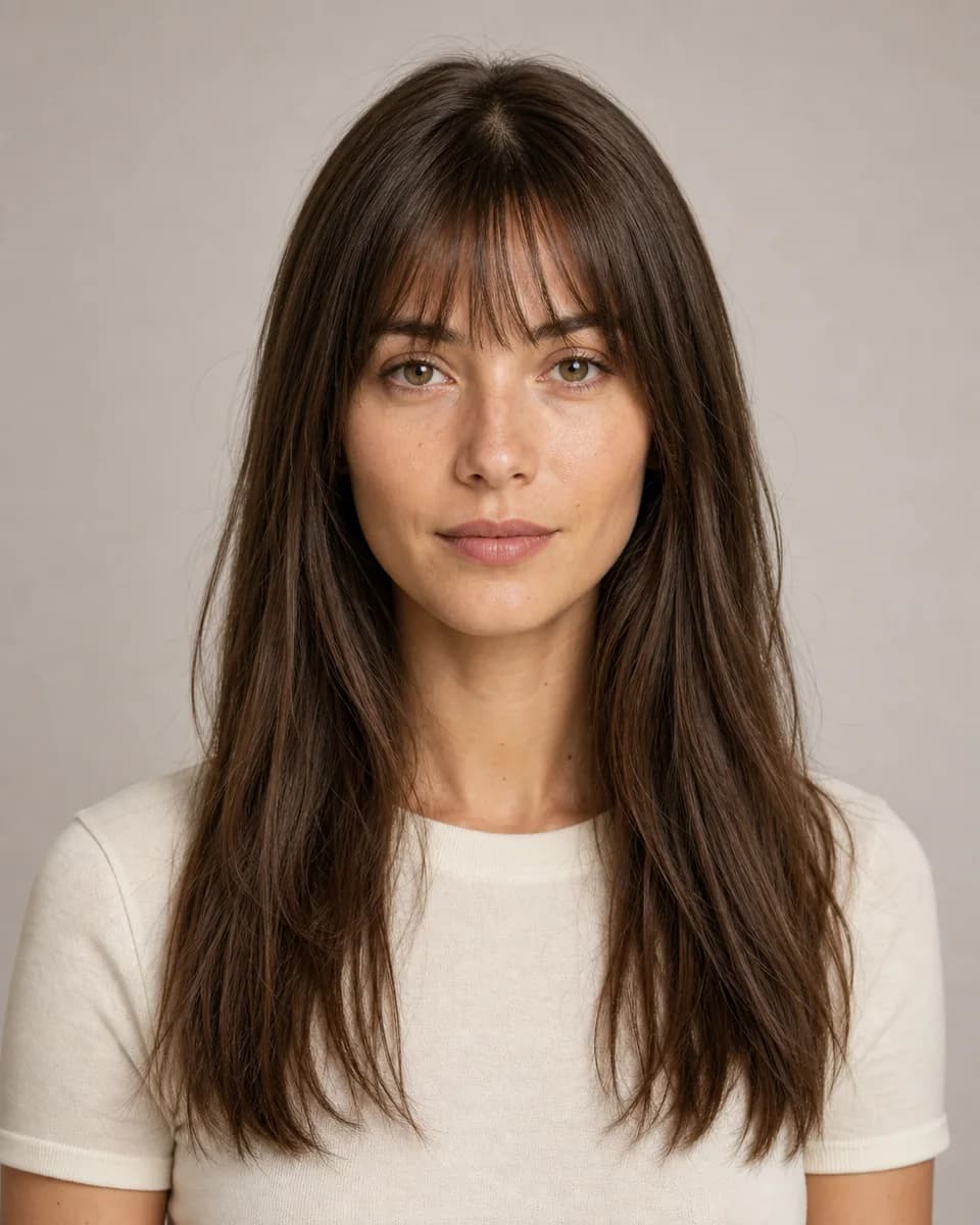 Birkin bangs — synthetic hairstyle study portrait