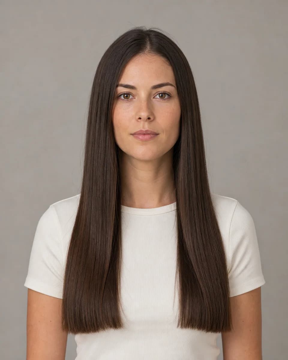 Blunt long cut — synthetic hairstyle study portrait