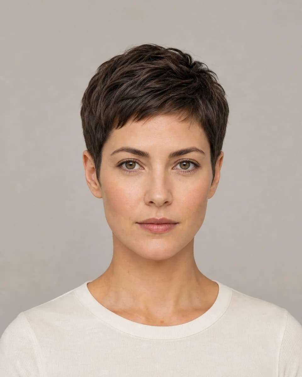 Classic pixie — synthetic hairstyle study portrait