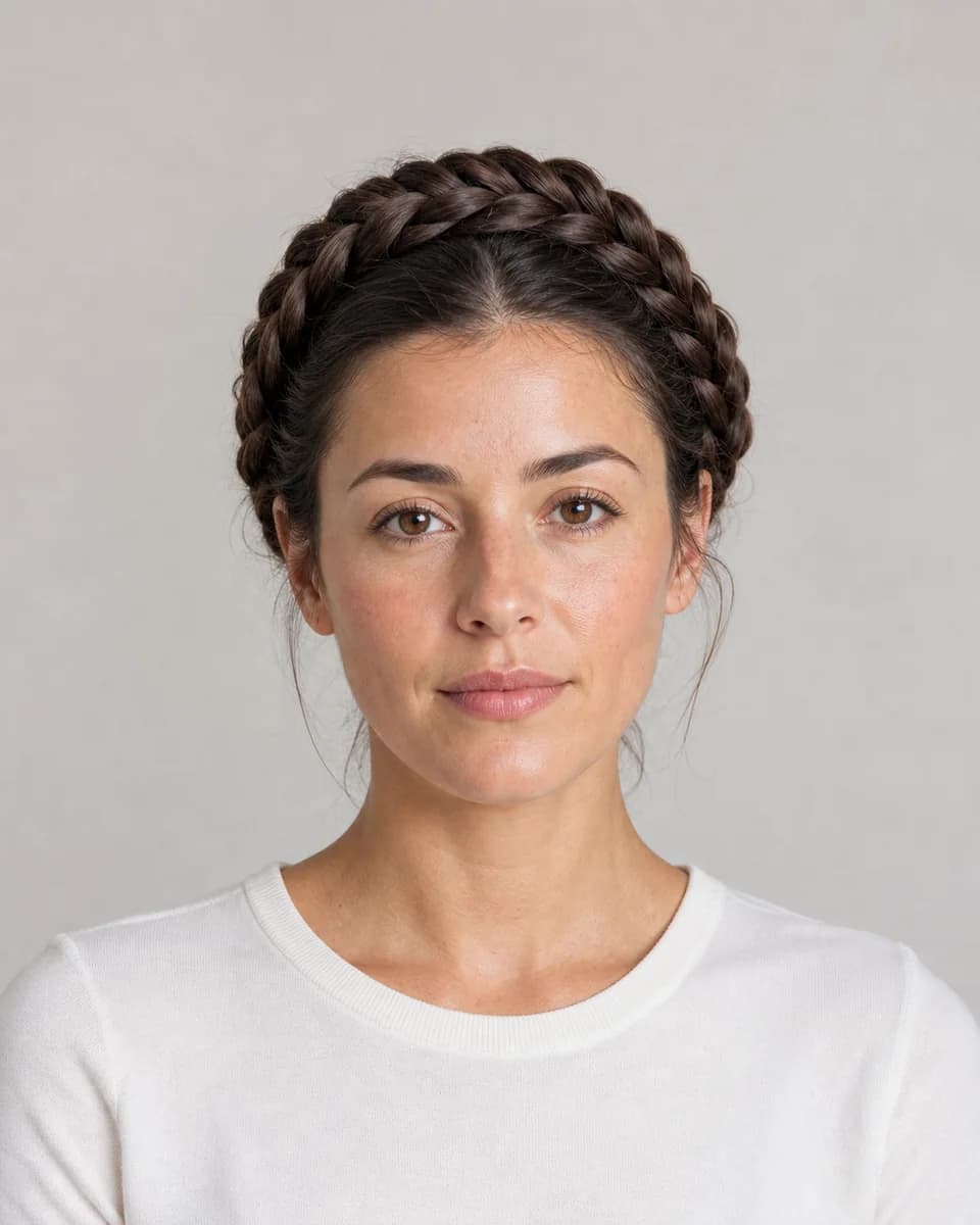 Crown braid — synthetic hairstyle study portrait