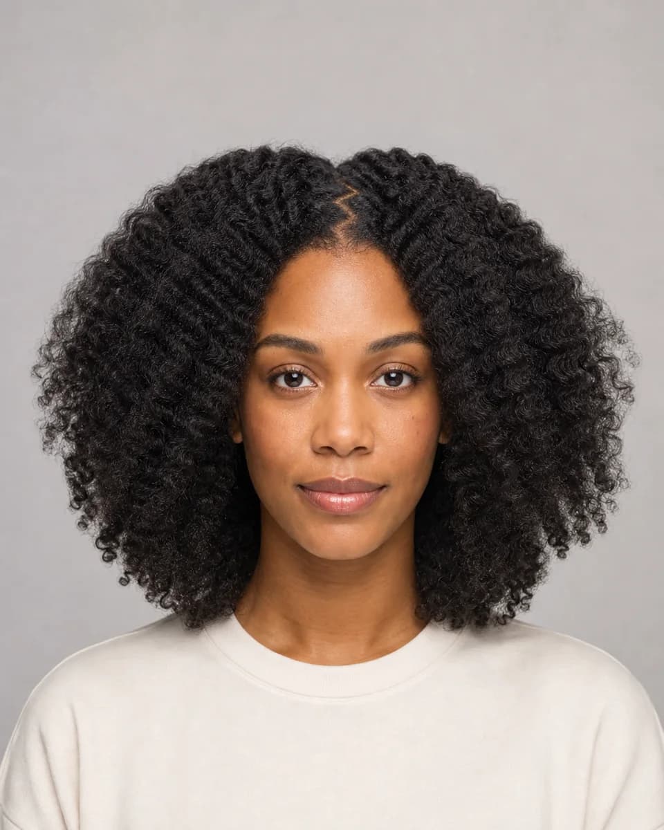 Defined braid-out — synthetic hairstyle study portrait