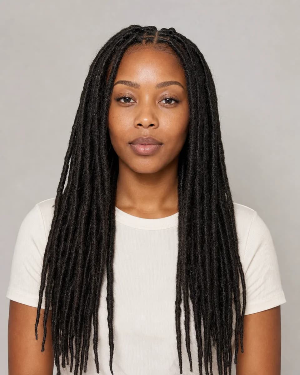 Faux locs — synthetic hairstyle study portrait