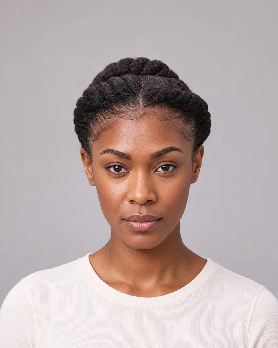 Flat-twist crown — synthetic hairstyle study portrait