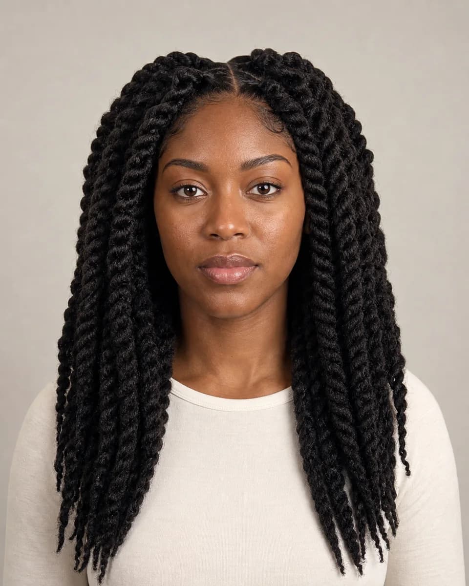 Havana twists — synthetic hairstyle study portrait