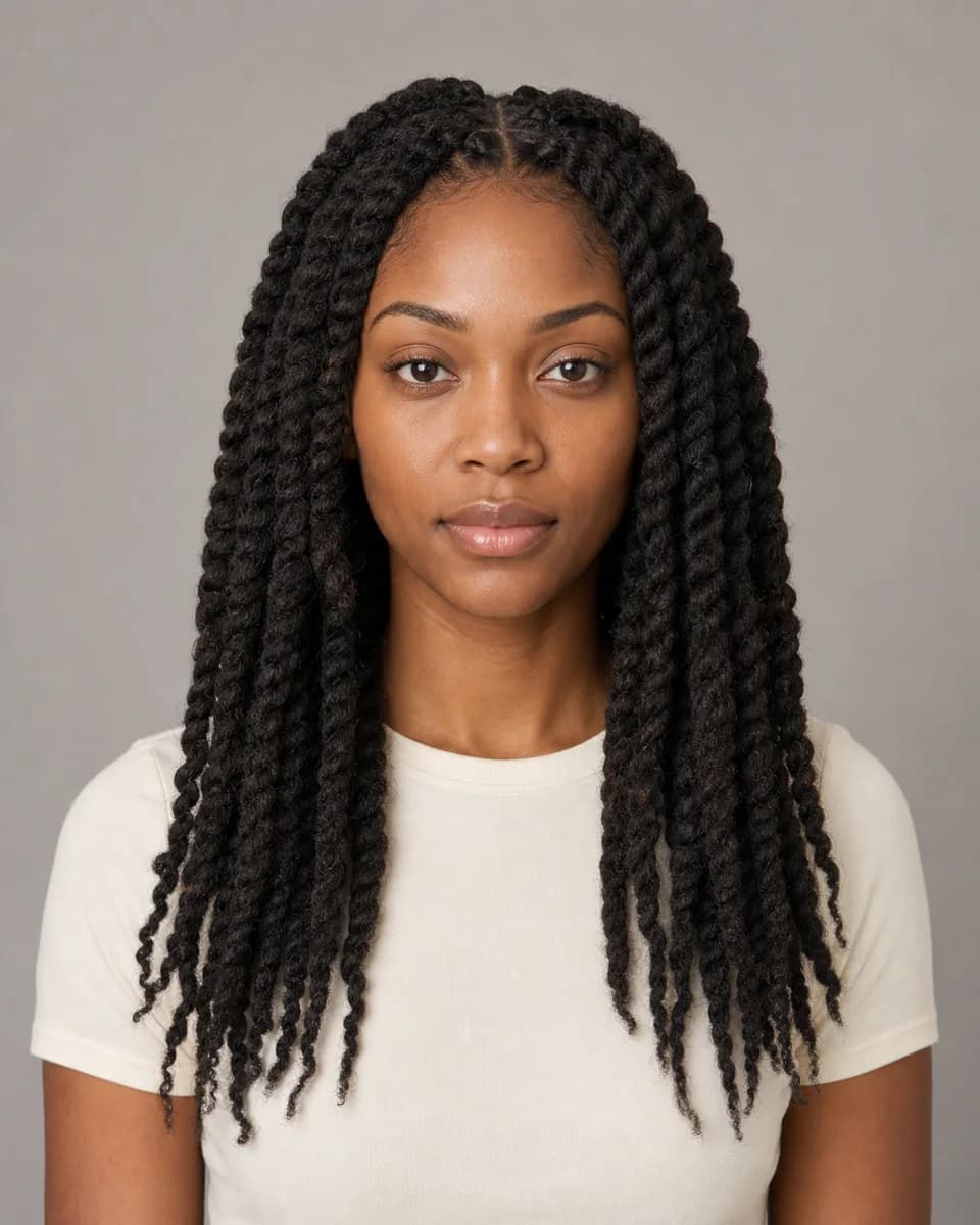 Marley twists — synthetic hairstyle study portrait