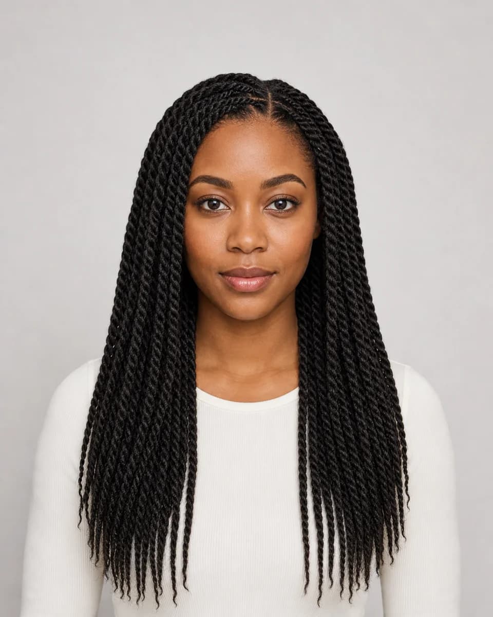 Senegalese twists — synthetic hairstyle study portrait