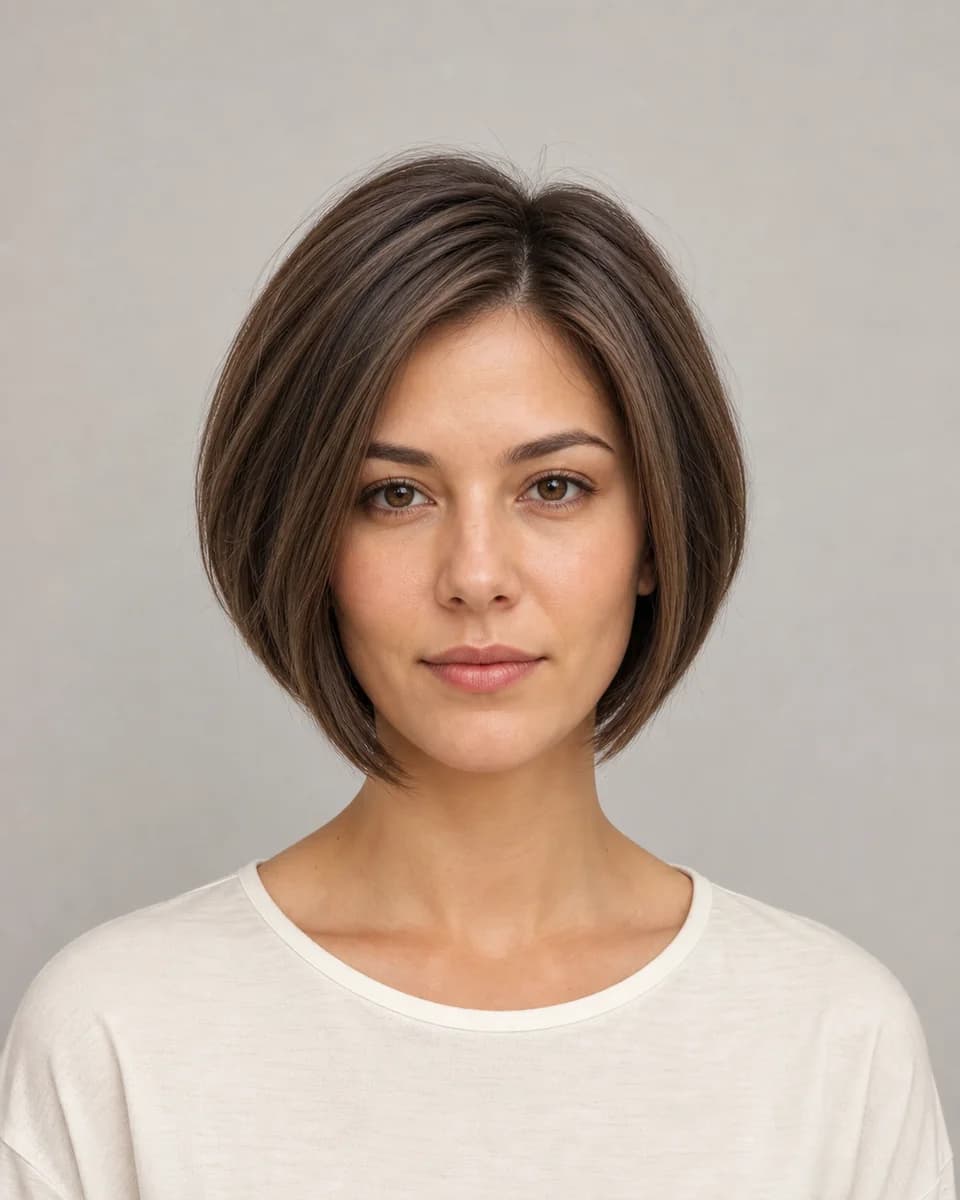 Stacked bob — synthetic hairstyle study portrait