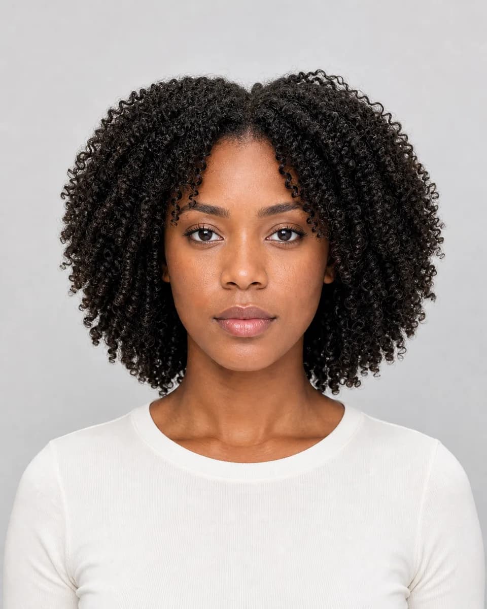 Wash-and-go coils — synthetic hairstyle study portrait