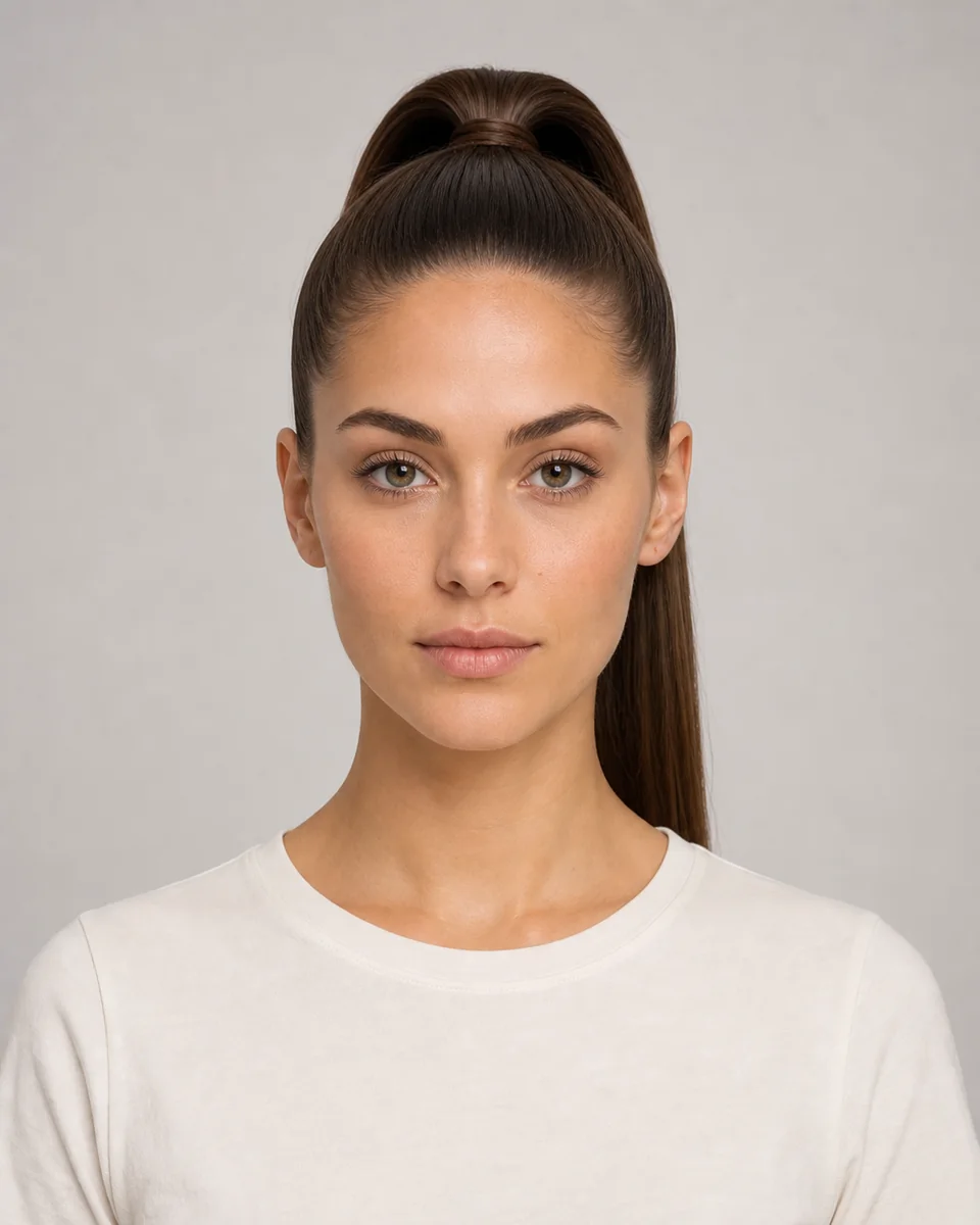 High sleek ponytail — synthetic hairstyle study portrait